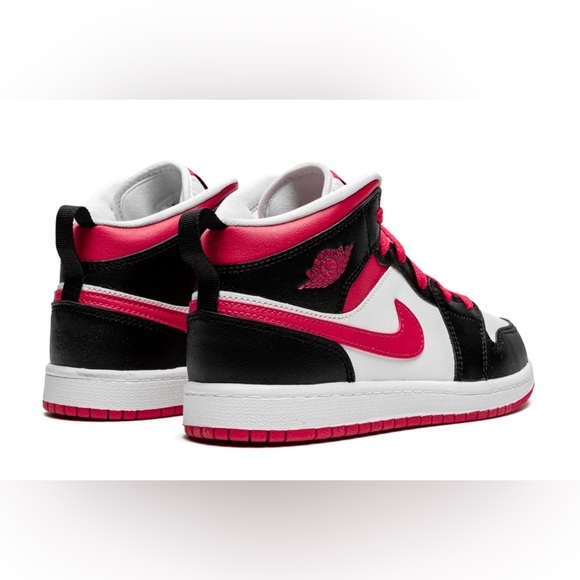 Nike Air Jordan 1 mid PS “White/Very Berry “ Kids Sneakers size 3Y - Picture 7 of 10